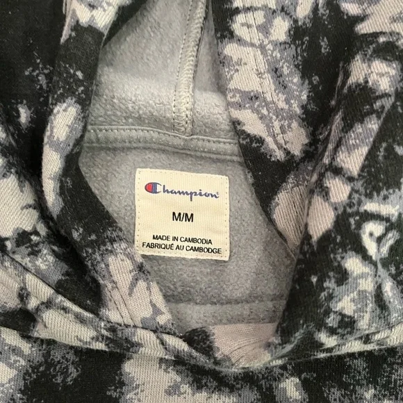 [M]Champion Black and Gray Tie-Dye Hoodie NWOT - Picture 4 of 9